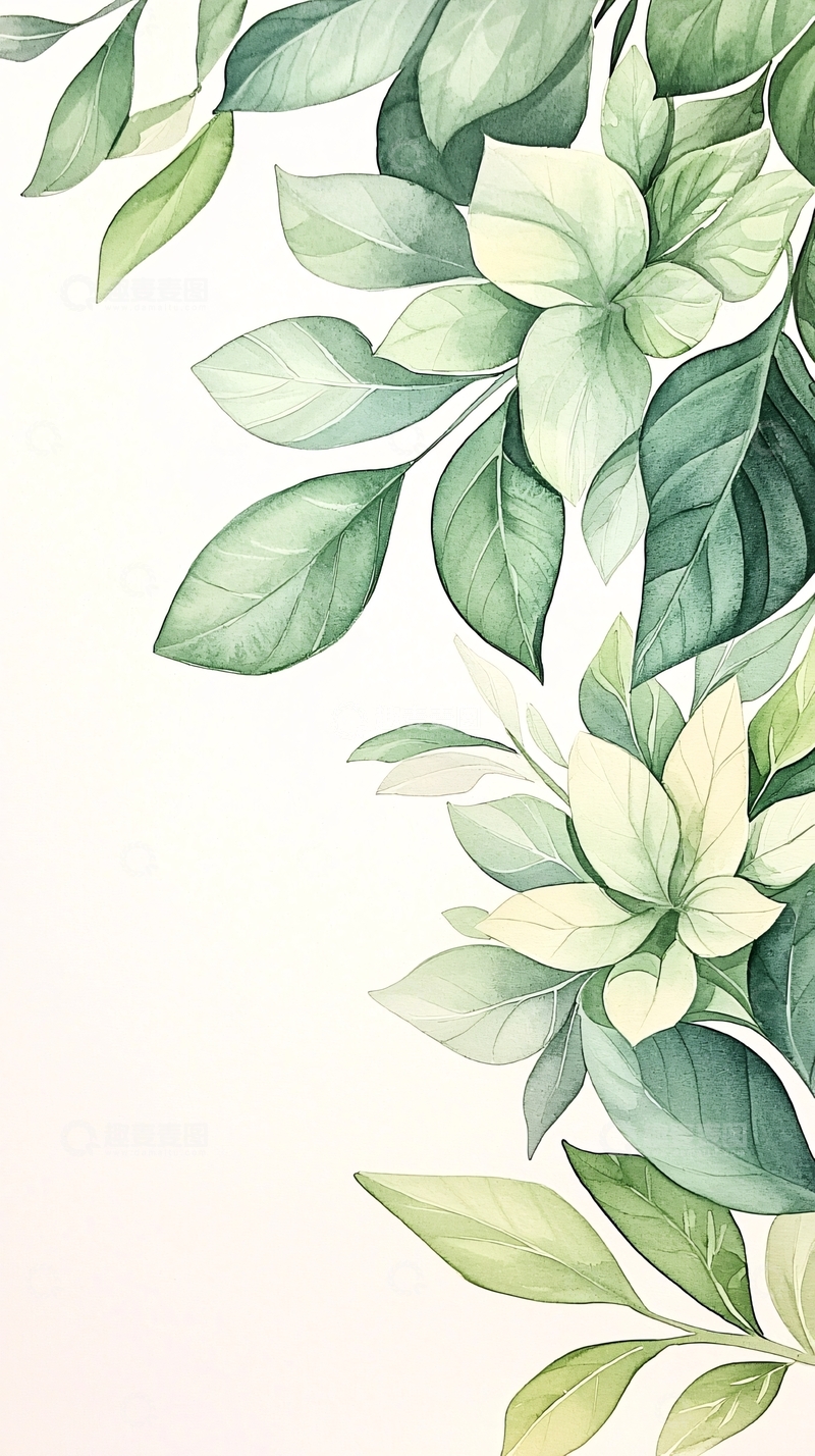 高清大图下载【趣麦麦图】清新绿叶植物背景图