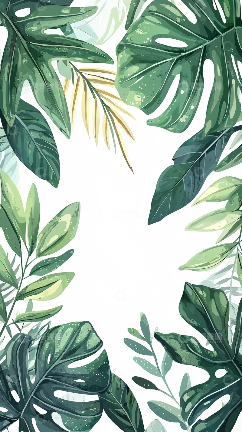 高清大图下载【趣麦麦图】热带植物叶子背景图