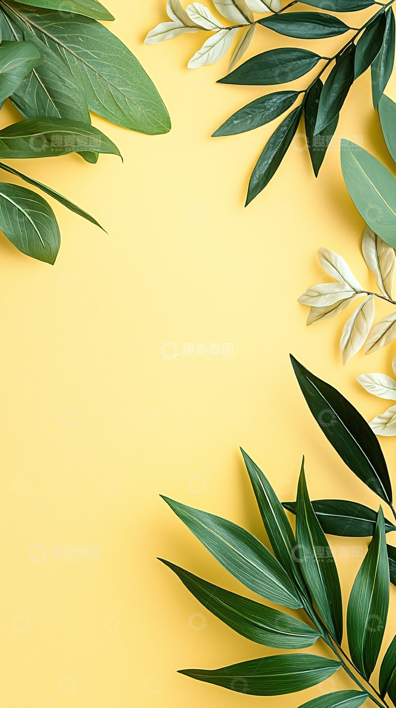 高清大图下载【趣麦麦图】绿色植物边框背景素材