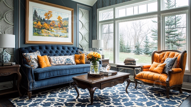 高清大图下载【趣麦麦图】豪华客厅蓝色沙发