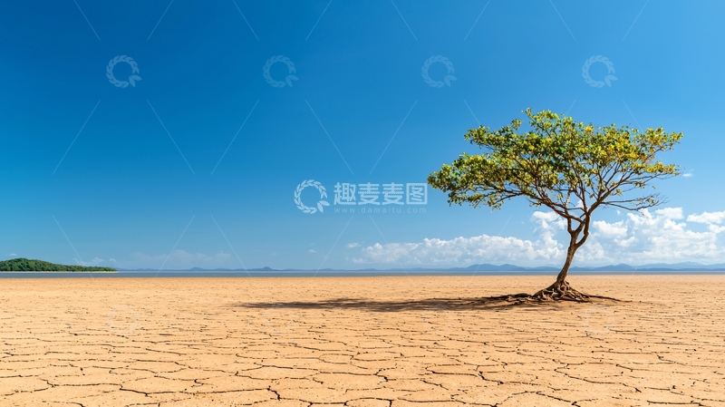 高清大图下载【趣麦麦图】干旱沙漠中的孤独树