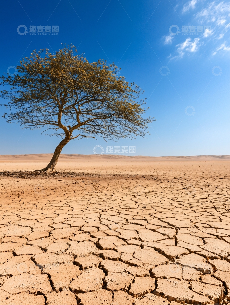 高清大图下载【趣麦麦图】沙漠中的孤独树
