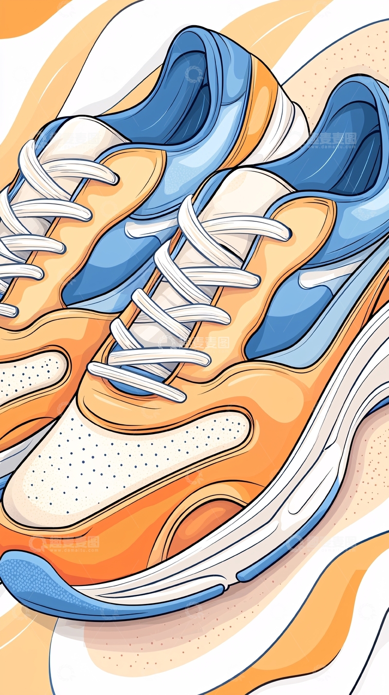 高清大图下载【趣麦麦图】运动鞋插画背景素材