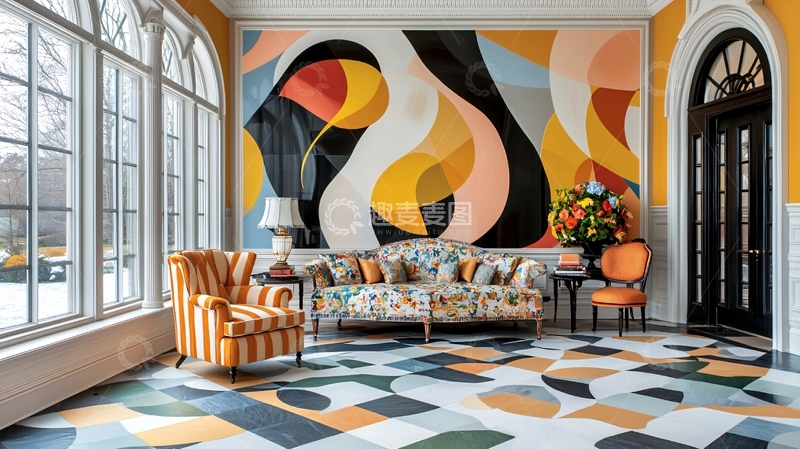 高清大图下载【趣麦麦图】抽象艺术客厅