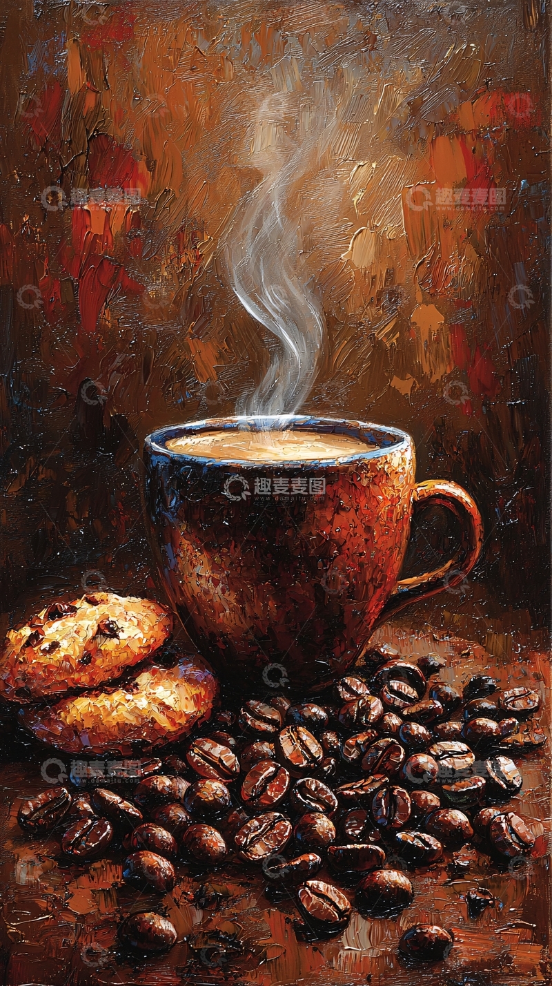 高清大图下载【趣麦麦图】咖啡与饼干的艺术画作