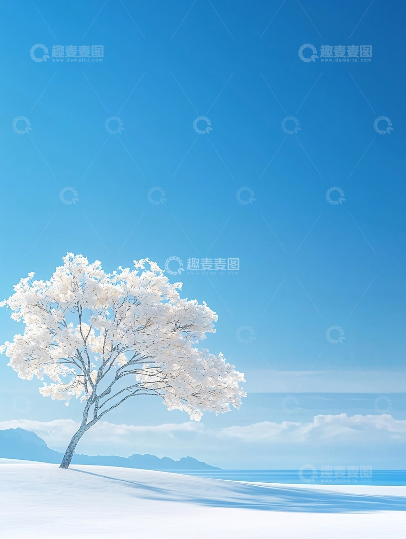 高清大图下载【趣麦麦图】冬日孤树雪景