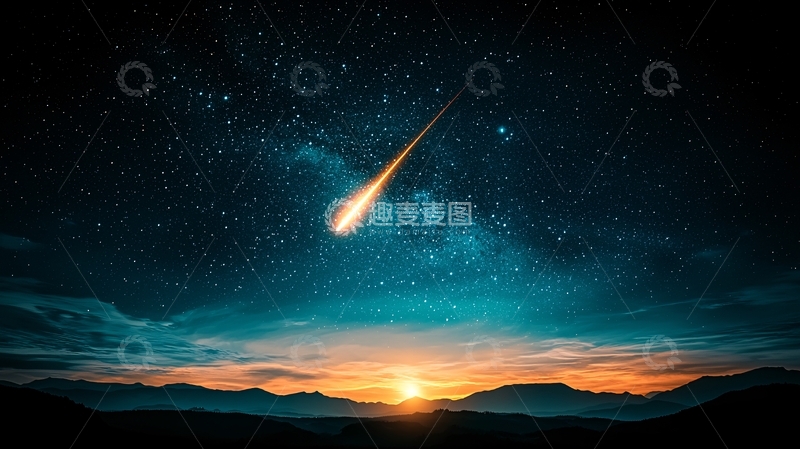 高清大图下载【趣麦麦图】流星划过夜空的壮丽景象