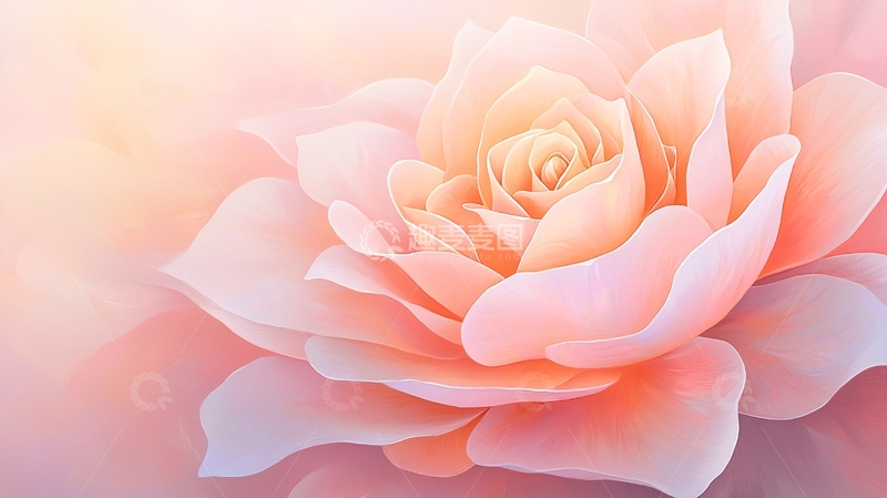 高清大图下载【趣麦麦图】粉红色玫瑰花艺术插画