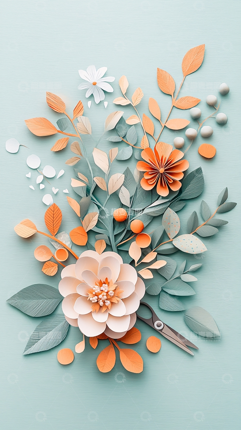 高清大图下载【趣麦麦图】纸艺花卉剪纸艺术设计