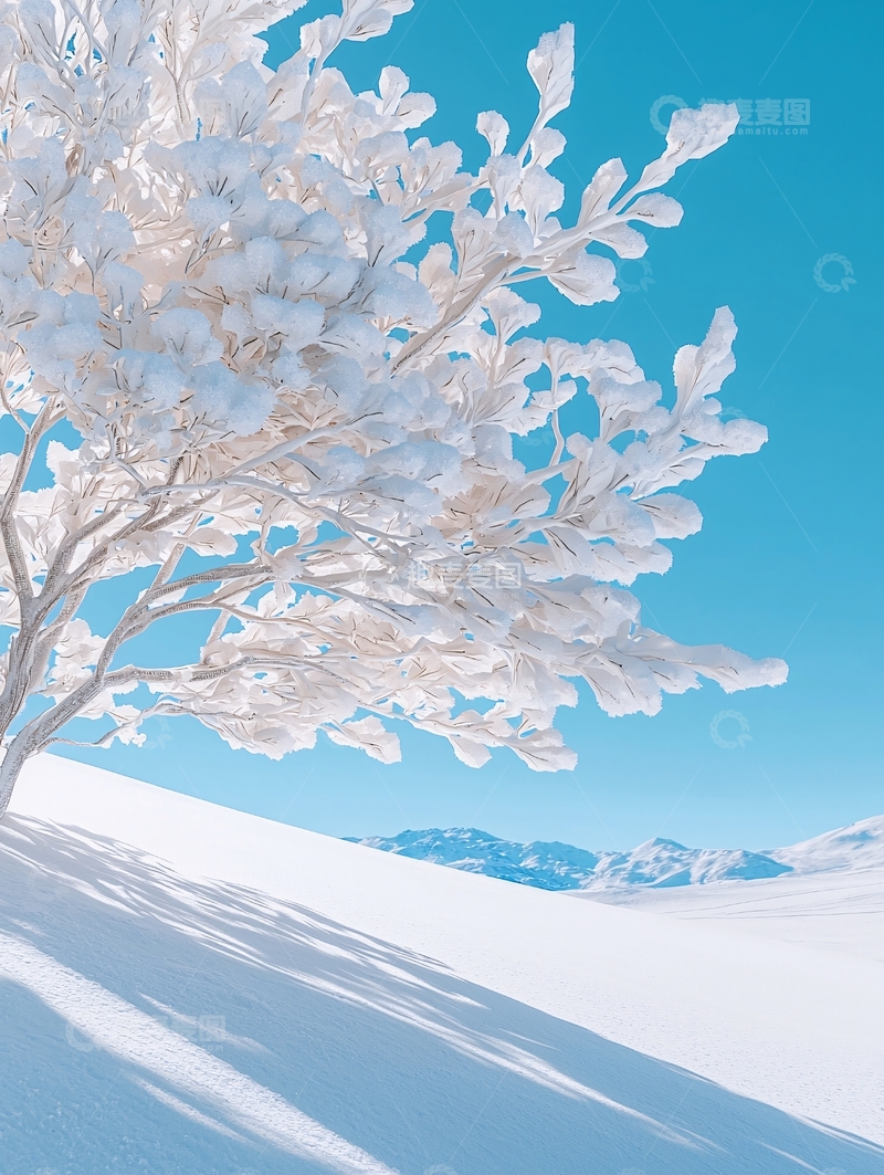 高清大图下载【趣麦麦图】雪后树枝挂满积雪