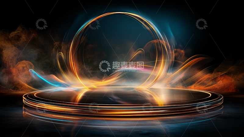 高清大图下载【趣麦麦图】炫彩光环圆形舞台背景