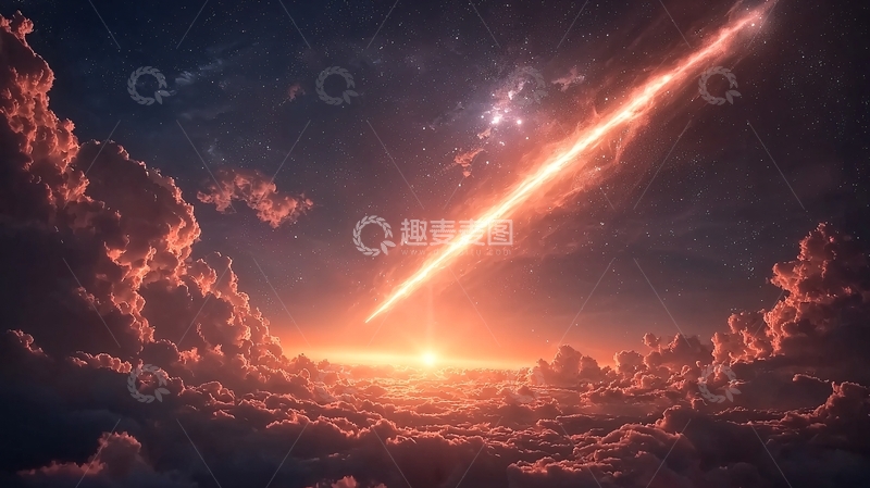 高清大图下载【趣麦麦图】流星划破夜空的壮丽景象