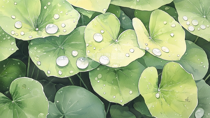 高清大图下载【趣麦麦图】雨后荷叶上的水珠