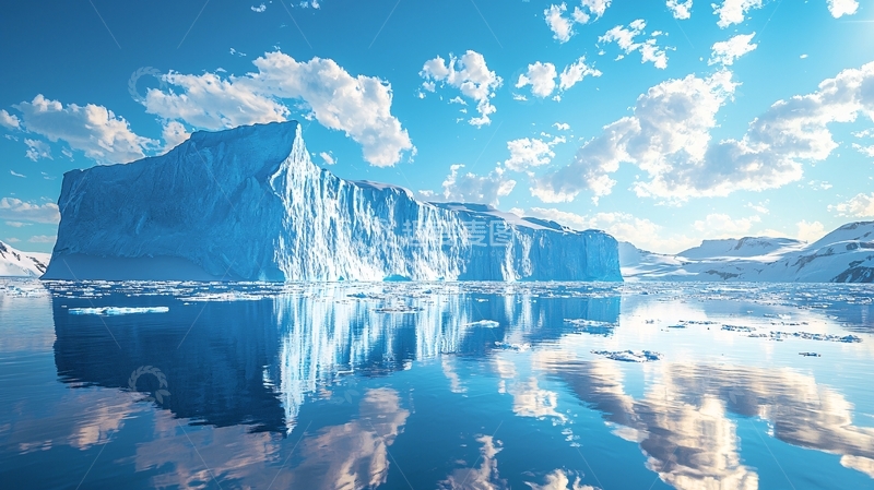 高清大图下载【趣麦麦图】冰山倒影下的宁静极地