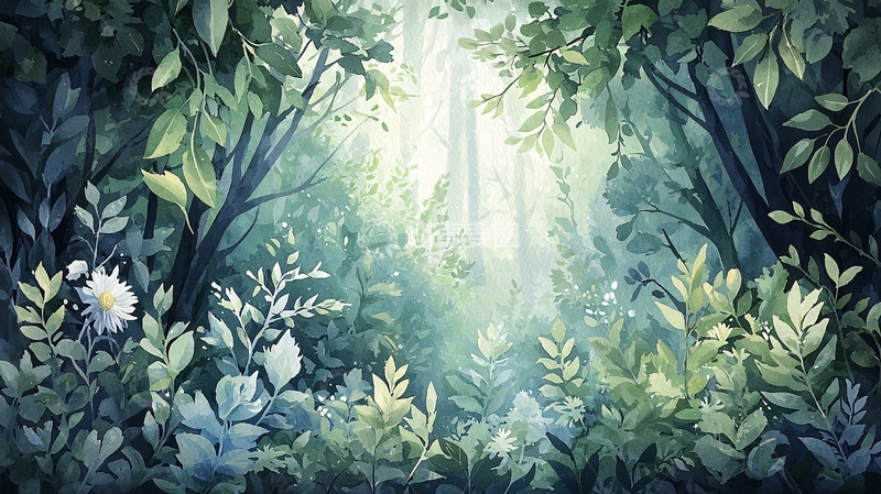 高清大图下载【趣麦麦图】绿意盎然的森林场景