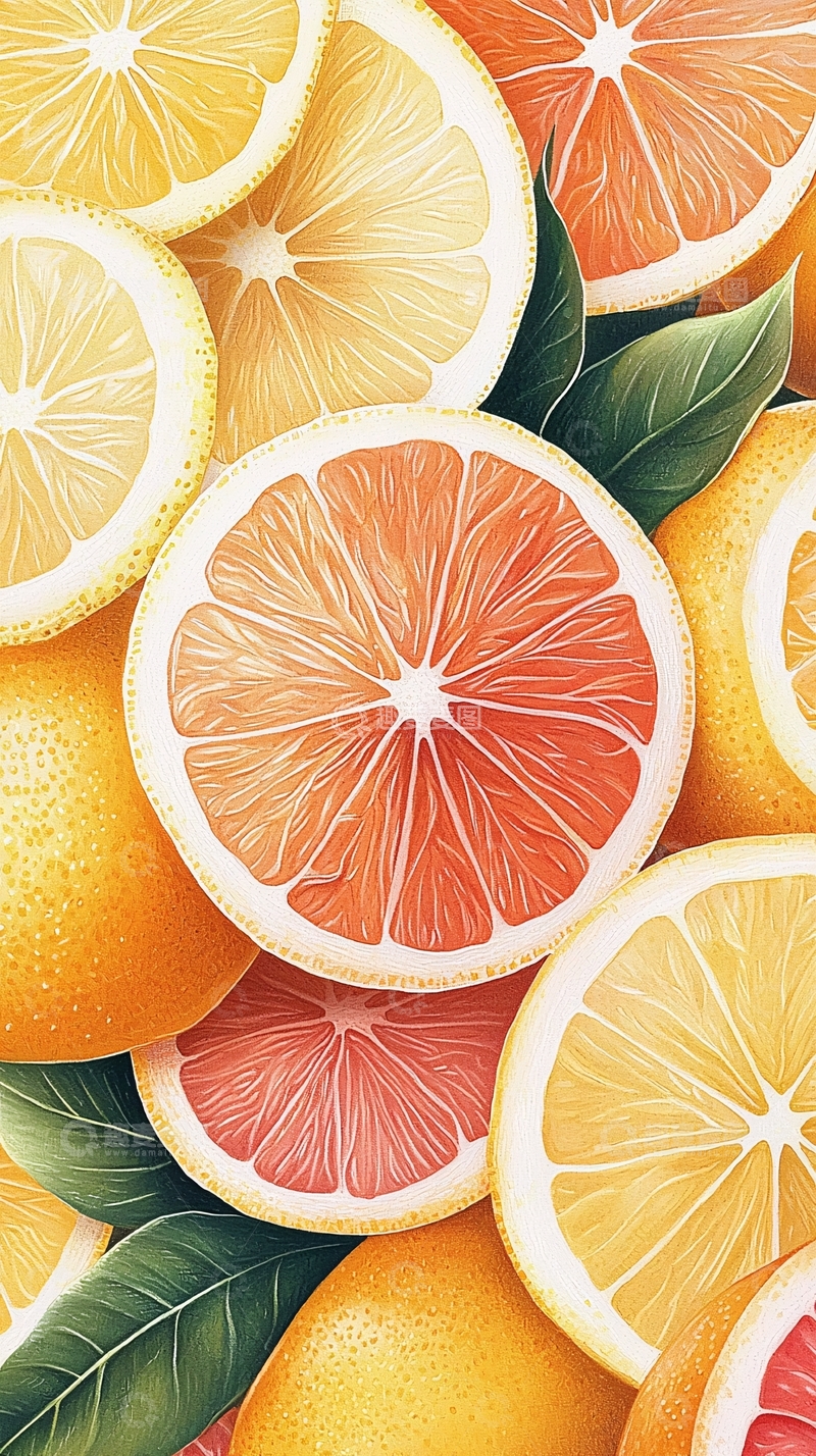 高清大图下载【趣麦麦图】橙子切片水果背景图
