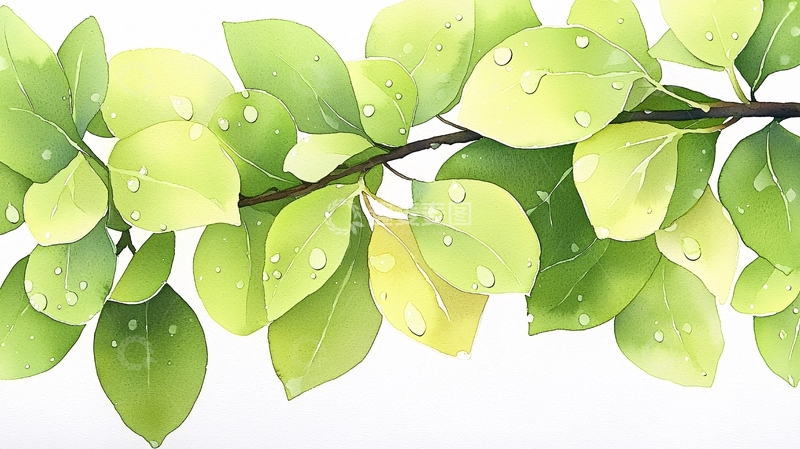 高清大图下载【趣麦麦图】雨后清新绿叶自然背景