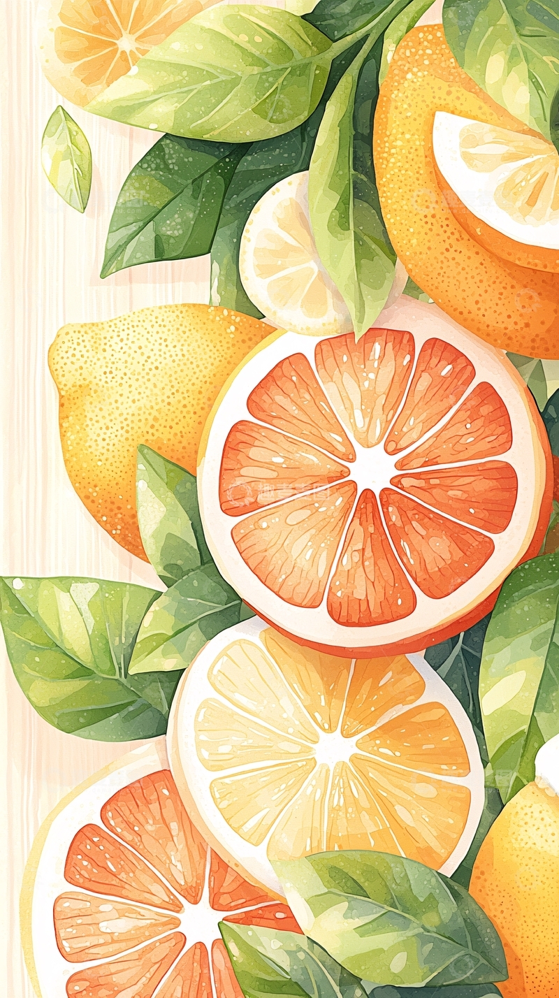 高清大图下载【趣麦麦图】夏日水果拼盘插画素材