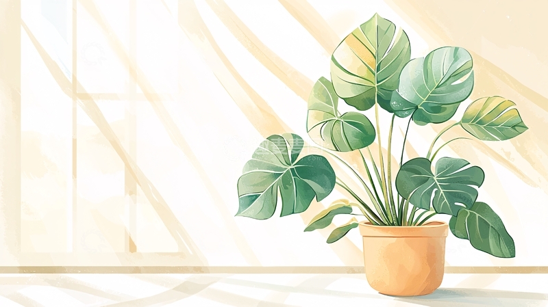 高清大图下载【趣麦麦图】绿植盆栽阳光洒在房间里