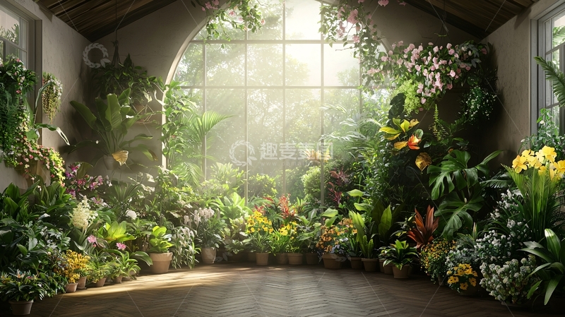 高清大图下载【趣麦麦图】室内花园植物繁茂
