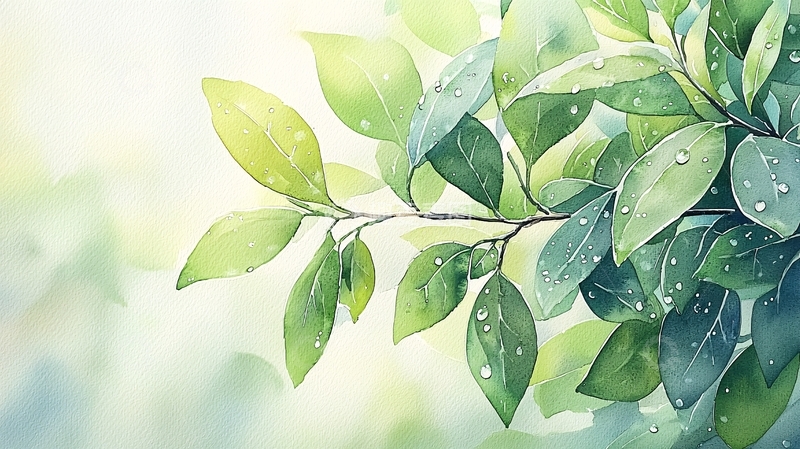 高清大图下载【趣麦麦图】雨后清新绿叶自然风景