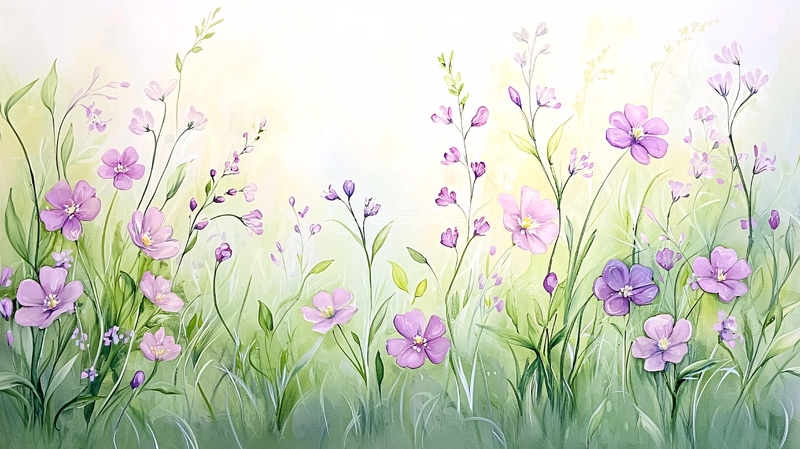 高清大图下载【趣麦麦图】紫色花朵盛开的田野风景