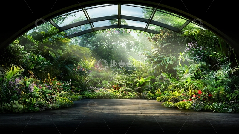 高清大图下载【趣麦麦图】温室里的茂密植物