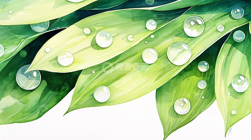 高清大图下载【趣麦麦图】雨后清新绿叶水珠