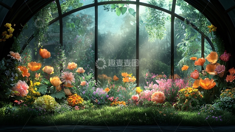 高清大图下载【趣麦麦图】温室中的鲜花