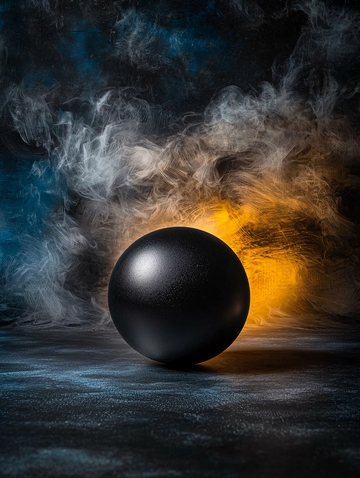 黑色球体与烟雾的艺术效果