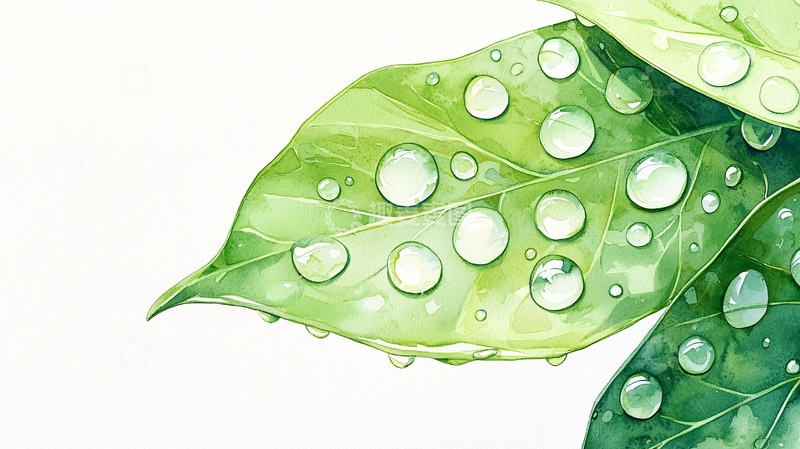 高清大图下载【趣麦麦图】露珠点缀的绿色叶子