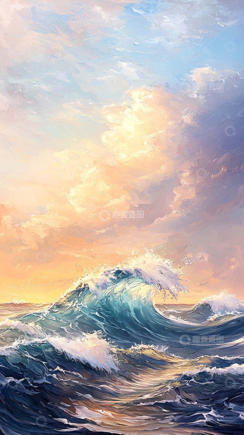 高清大图下载【趣麦麦图】海浪与天空的艺术画作