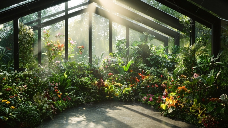 高清大图下载【趣麦麦图】阳光温室中的茂密植物