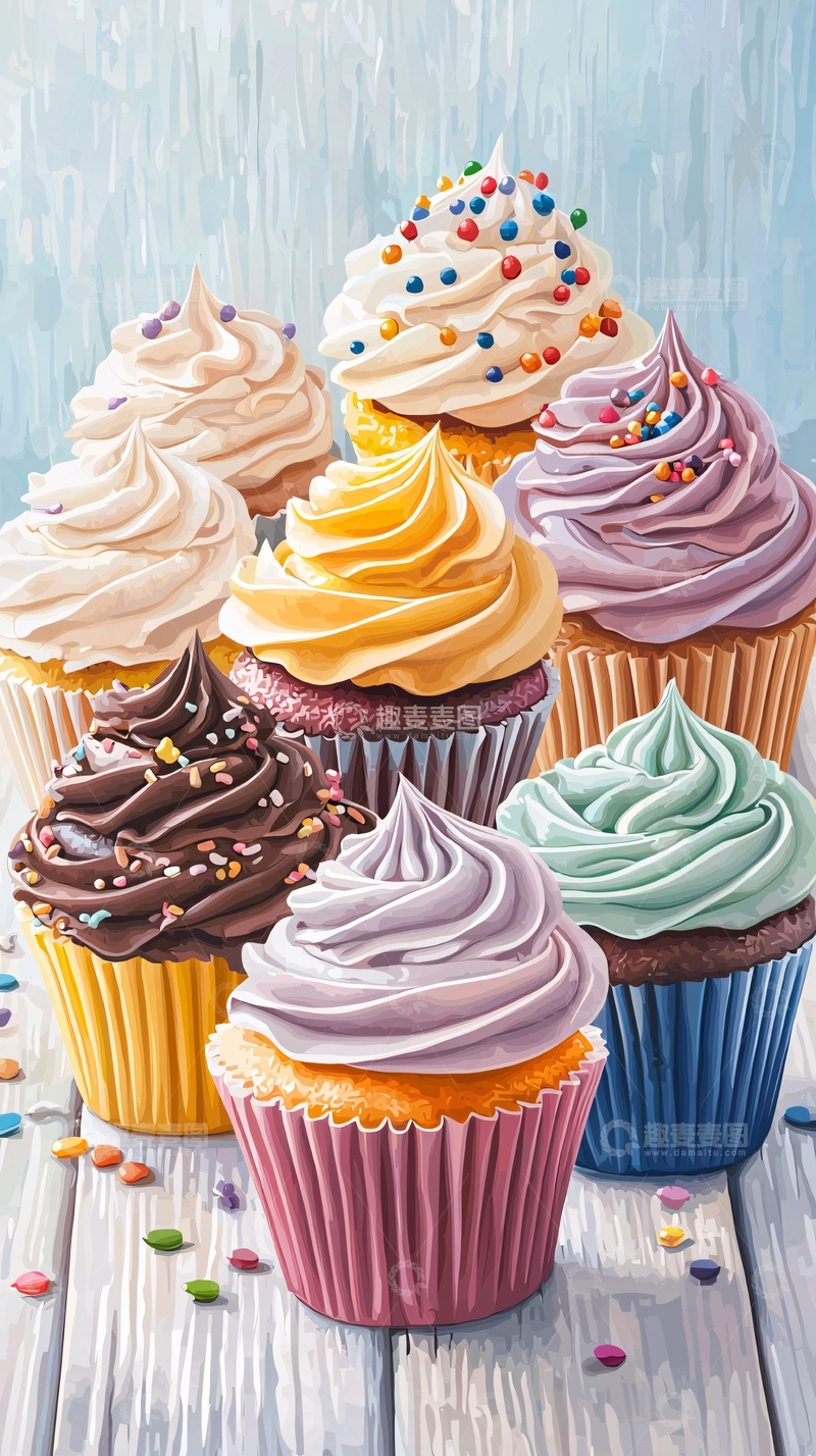 高清大图下载【趣麦麦图】色彩缤纷的纸杯蛋糕集合