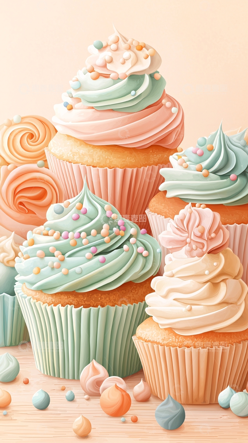 高清大图下载【趣麦麦图】色彩斑斓的纸杯蛋糕集合