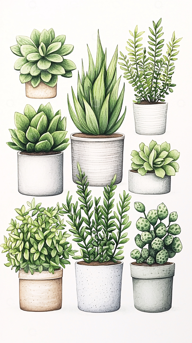 高清大图下载【趣麦麦图】室内植物盆栽集合图