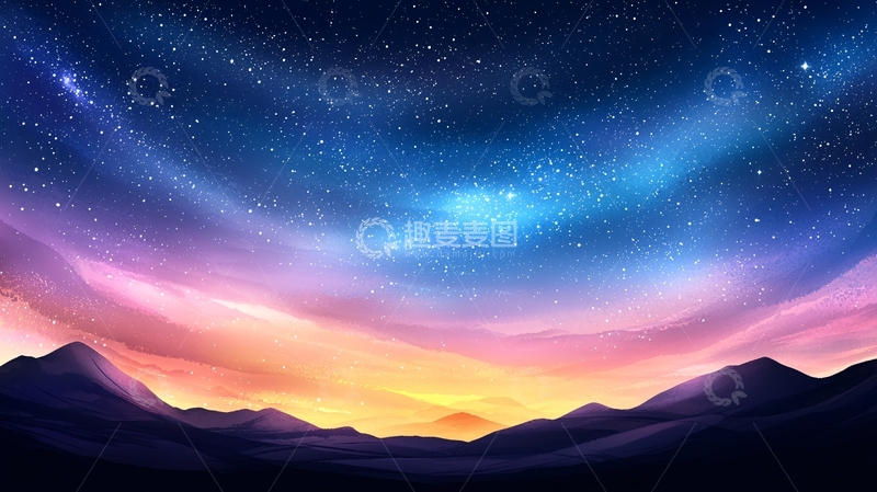 高清大图下载【趣麦麦图】星空下的山脉风景