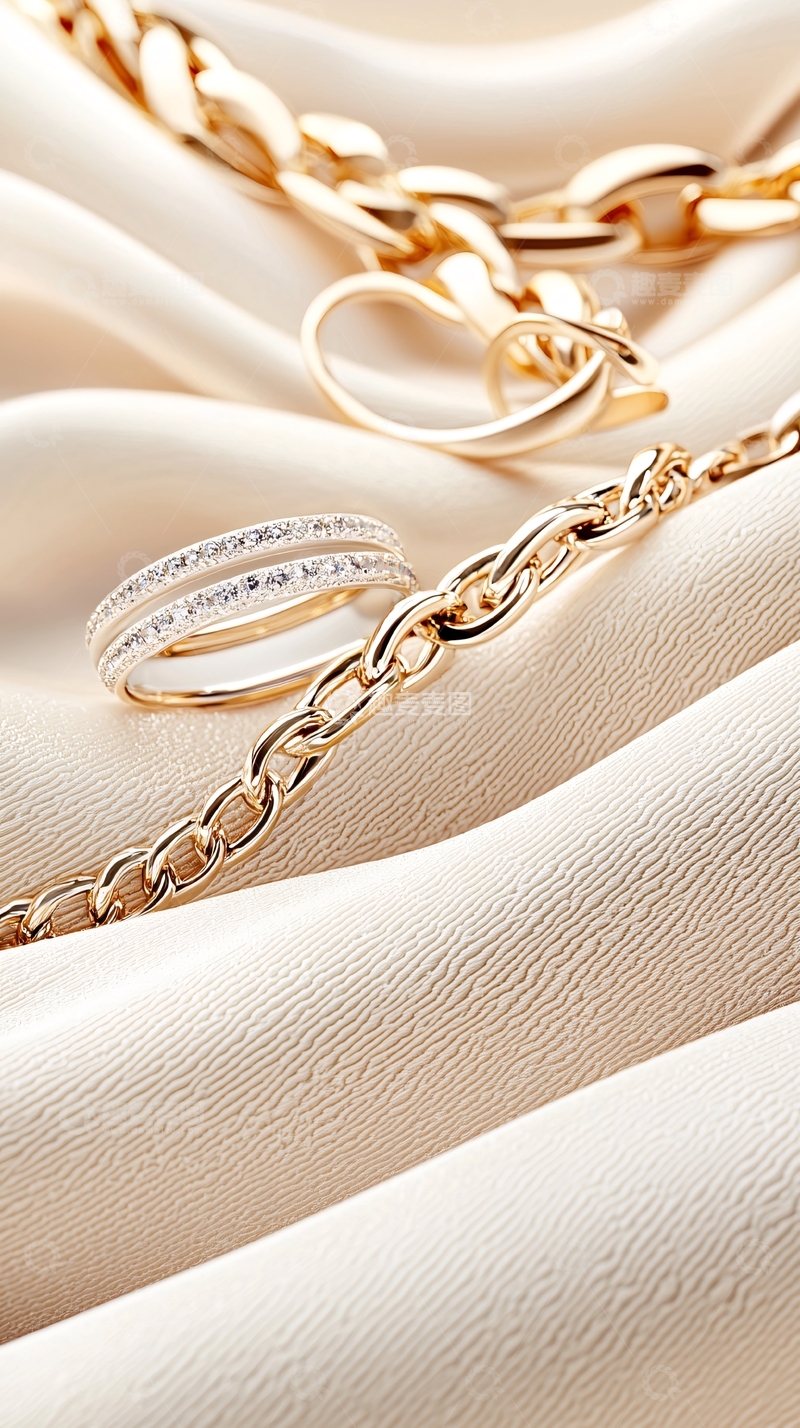 高清大图下载【趣麦麦图】金色链条与戒指的优雅搭配