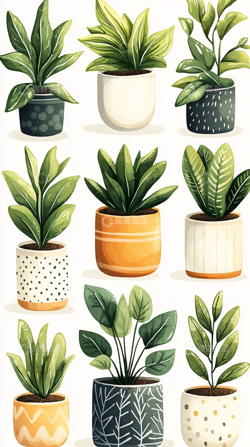 高清大图下载【趣麦麦图】室内植物盆栽集合图