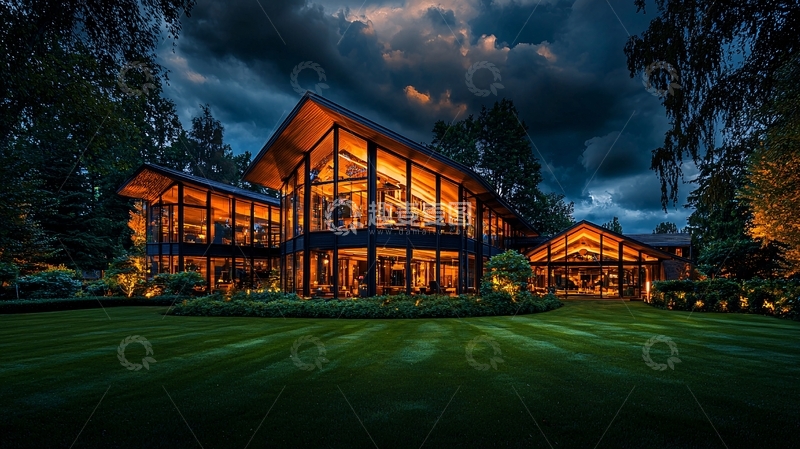 高清大图下载【趣麦麦图】豪华住宅夜景