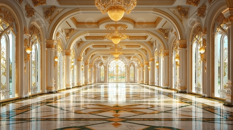高清大图下载【趣麦麦图】富丽堂皇的宫殿长廊