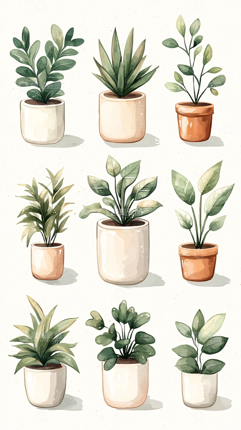 高清大图下载【趣麦麦图】室内盆栽植物集合图