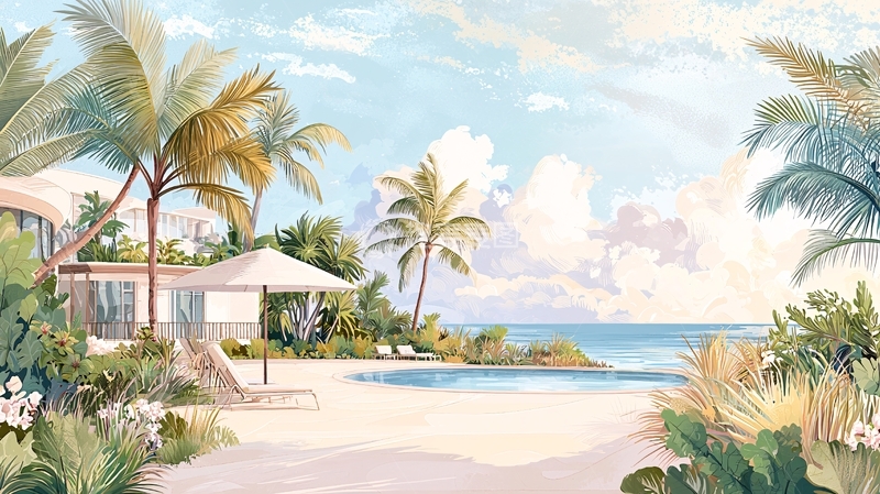 高清大图下载【趣麦麦图】海滩边高清图片