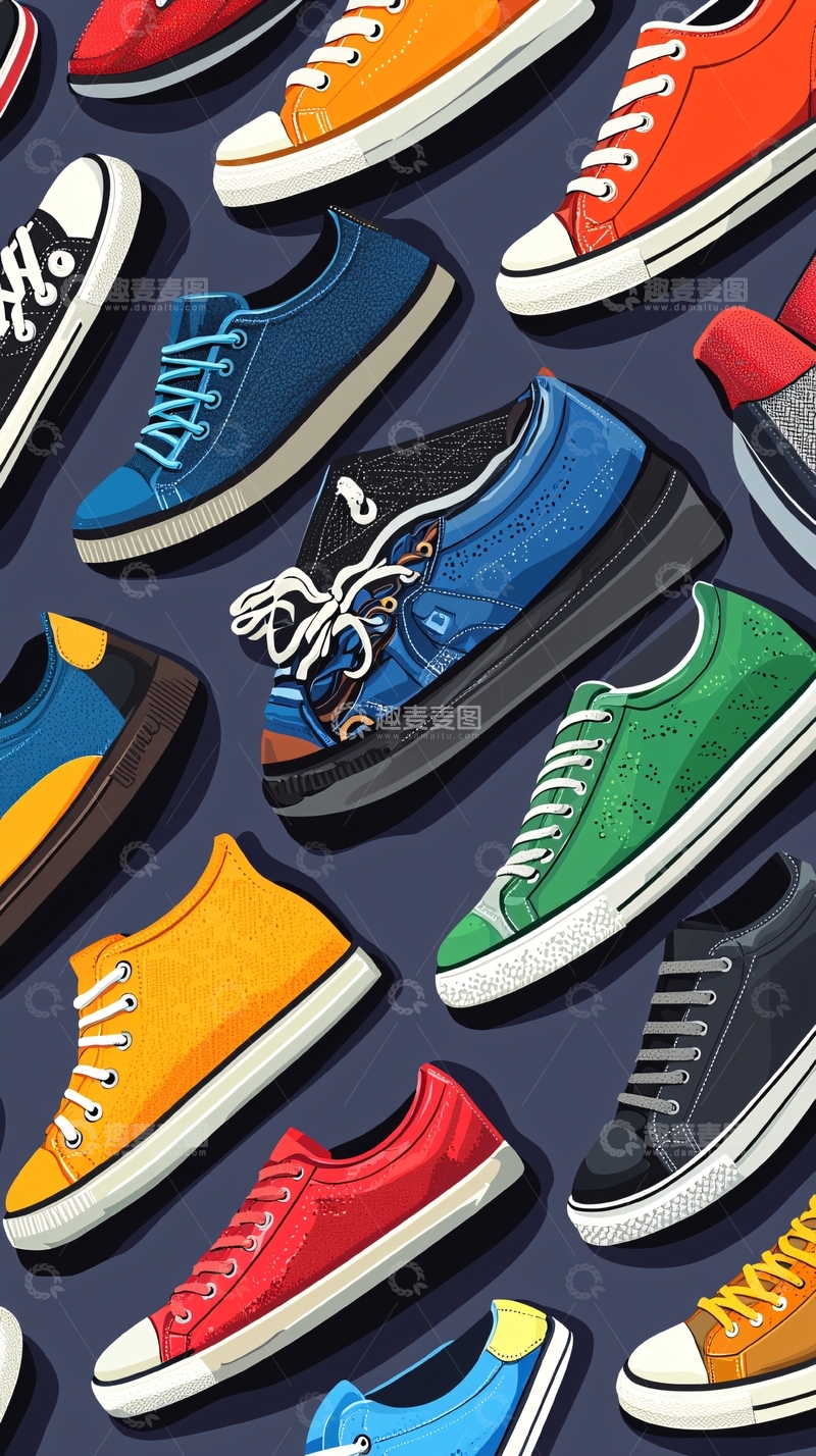 高清大图下载【趣麦麦图】-彩色运动鞋图案背景
