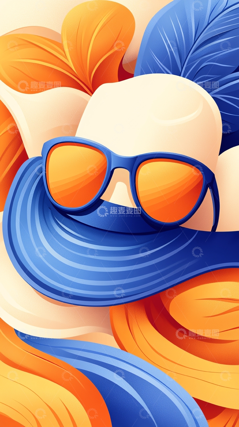 高清大图下载【趣麦麦图】夏日海滩时尚配饰插画
