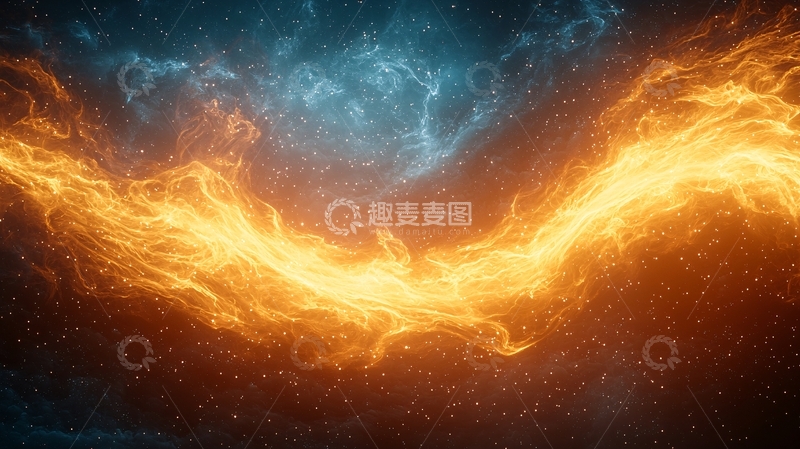 高清大图下载【趣麦麦图】宇宙星云与火焰交织