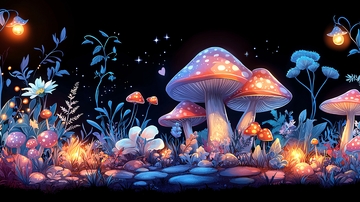 夜光蘑菇花园梦幻场景