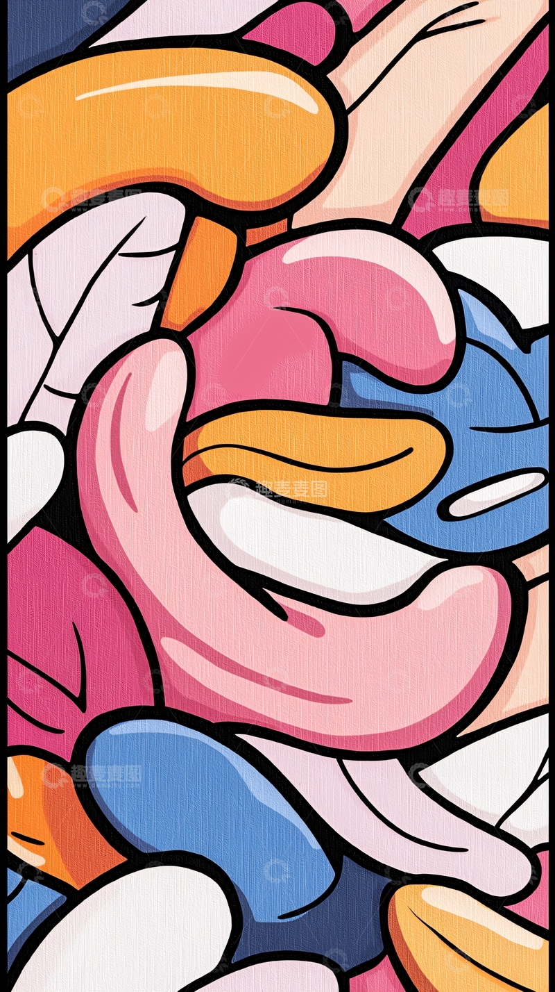高清大图下载【趣麦麦图】抽象艺术风格的卡通人物图案