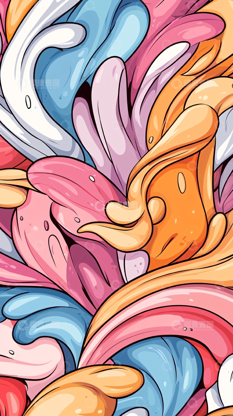 高清大图下载【趣麦麦图】抽象色彩流动图案背景