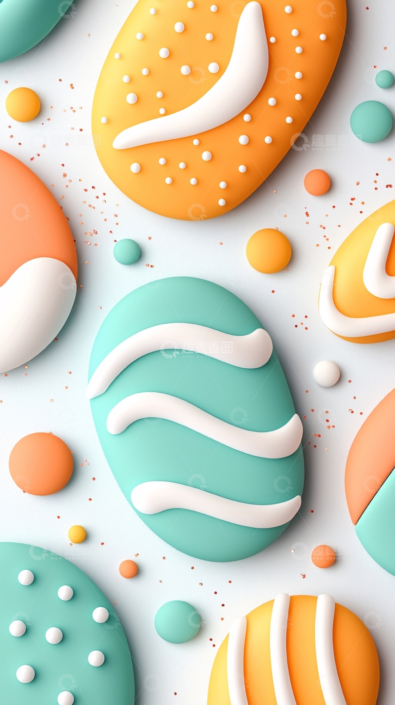 高清大图下载【趣麦麦图】彩色蛋形装饰图案素材